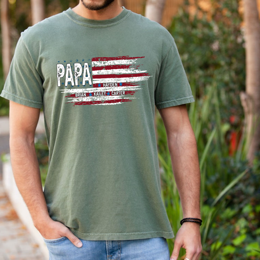 Comfort Colors® Papa & Grandkids American Flag Tee