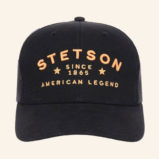 Casa Raul WW Merch Stetson American Legend Black Trucker Hat Embroidered Gifts For Him - Lilybirchmarket