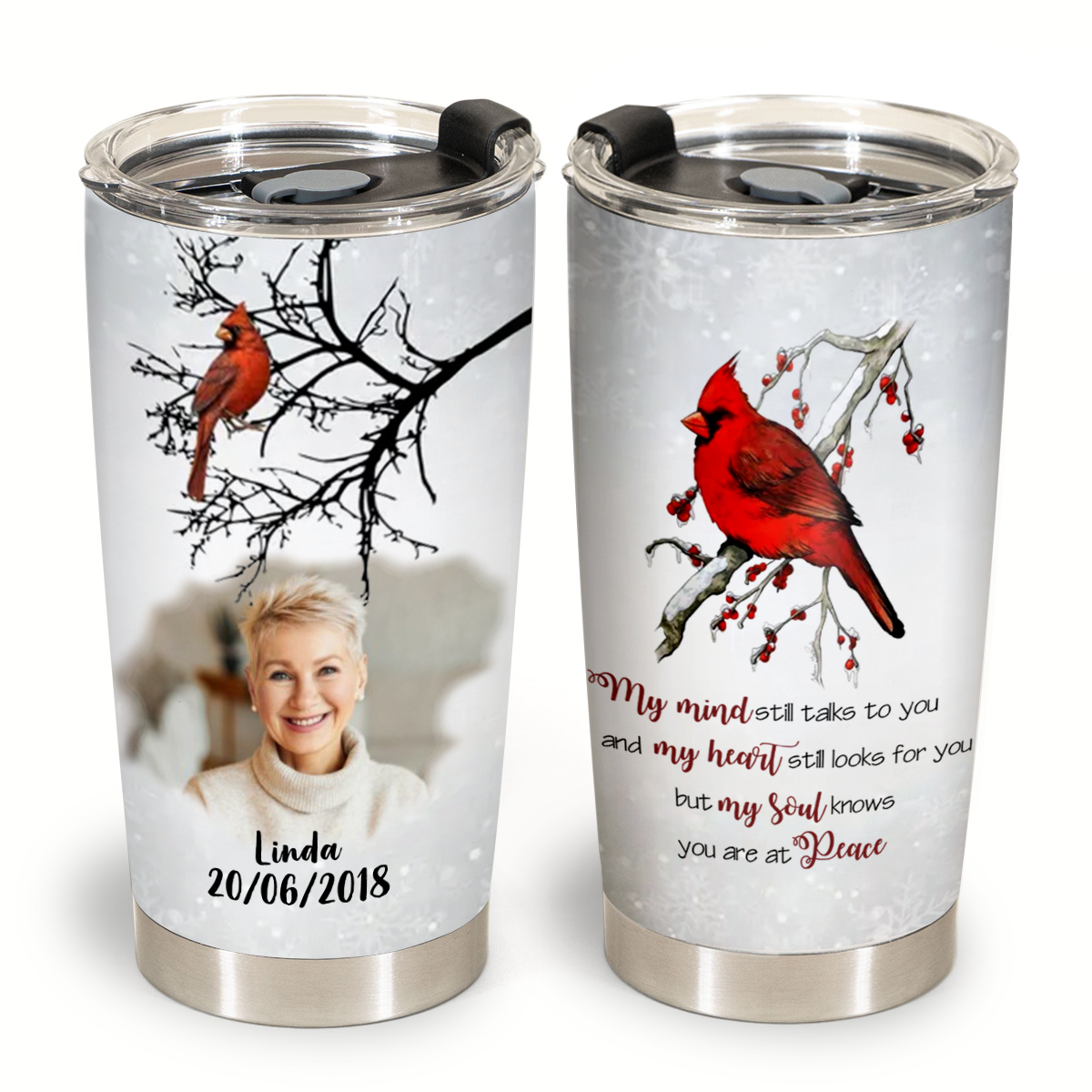 Personalized Cardinal Memorial Tumbler My Mind Still Talks To You