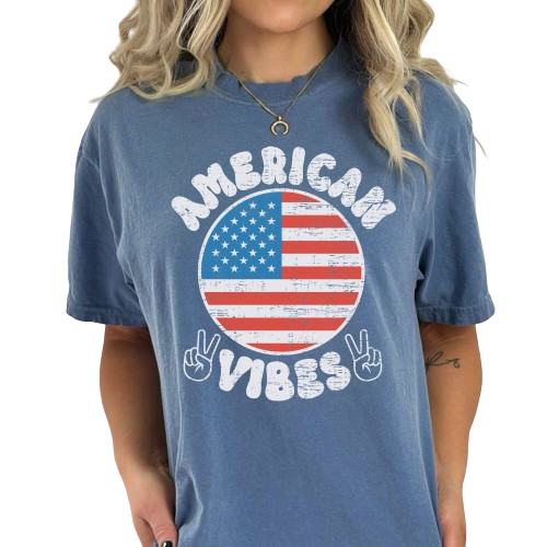 Comfort Colors America Vibes Shirt, Groovy 4th of July Shirt, Big USA Tshirt