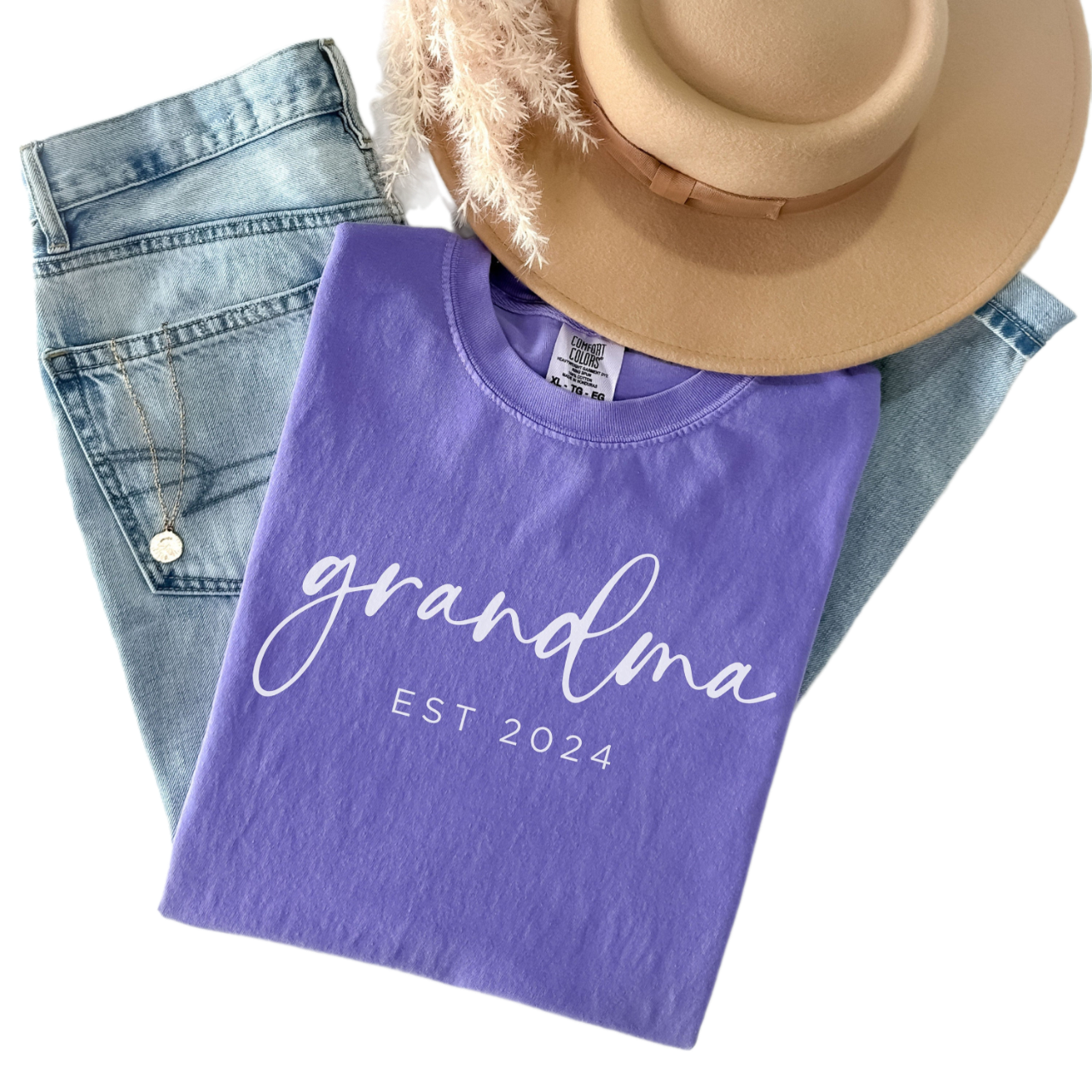 Custom Grandma Shirt, Grandma Est 2024 Shirt, Grandma Shirt, Gift for Grandma