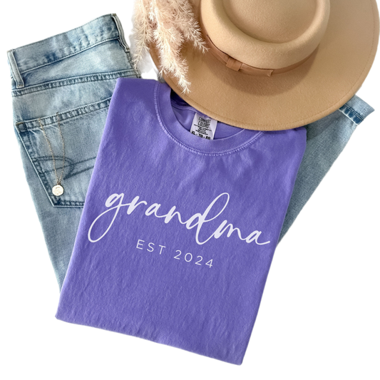 Custom Grandma Shirt, Grandma Est 2024 Shirt, Grandma Shirt, Gift for Grandma