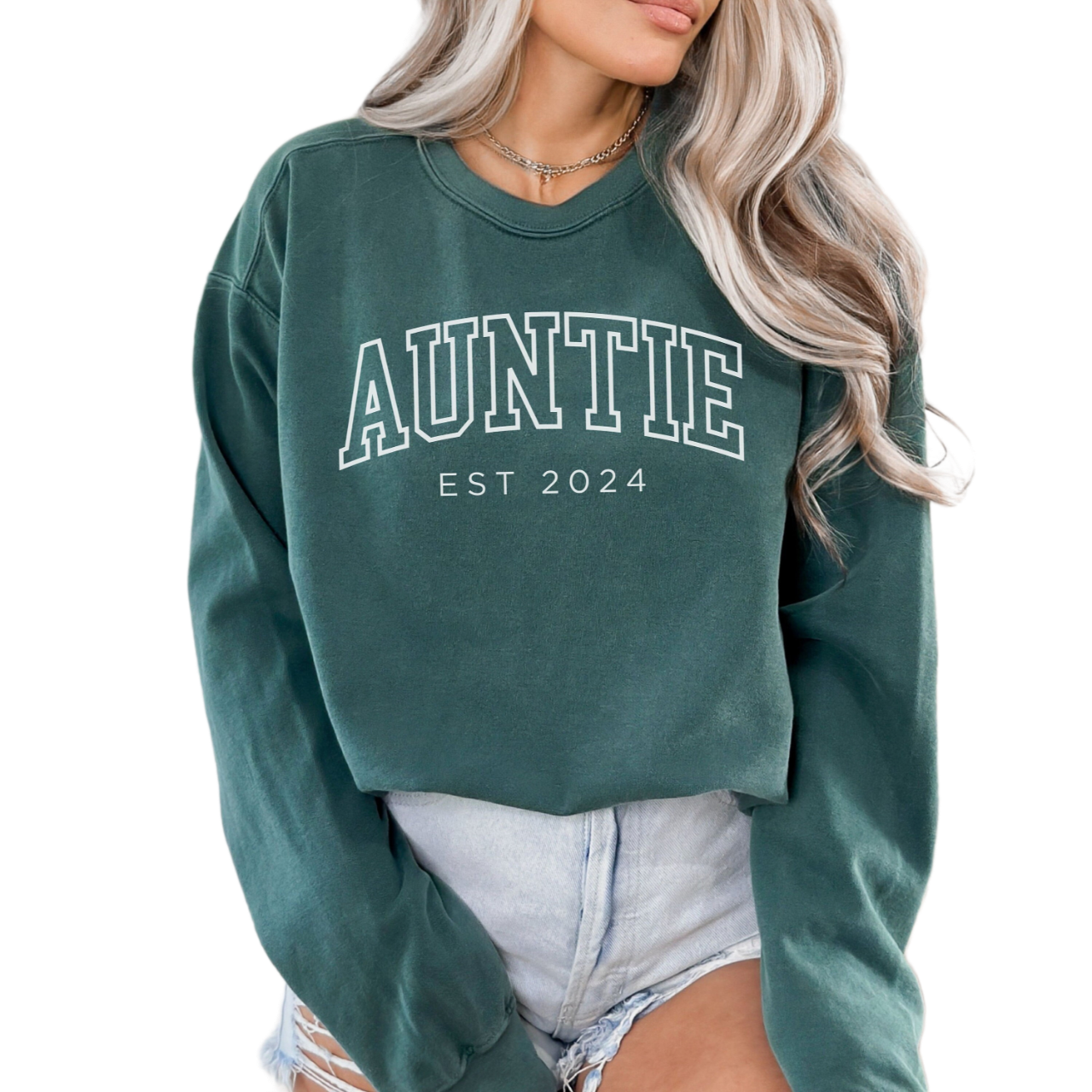 Auntie Est 2024 Sweater, Comfort Colors Aunt Sweatshirt