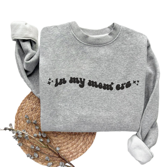 Embroidered In My Mom Era Sweatshirt, Trending Embroidered Sweatshirt, Unique Sweater Gift For Mom, Cute Mama Embroidery Sweatshirt