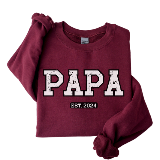 Custom Papa Est Sweatshirt, Personalized Papa 2024, Papa shirt long sleeve, Papa sweatshirt, Papa sweater