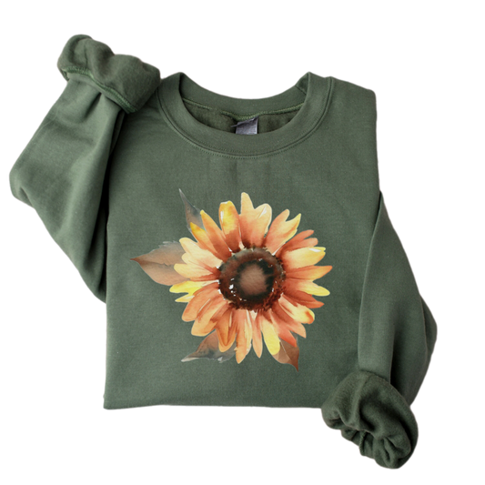 Fall Floral Sweatshirt, Watercolor Sunflower Shirt, Wildflower Fall Sweater, Thanksgiving Sweatshirt, Women's Fall Gift