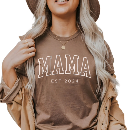 Custom Mama Shirt, Mama Est 2024 Shirt, Gift for Mom, Pregnancy Announcement