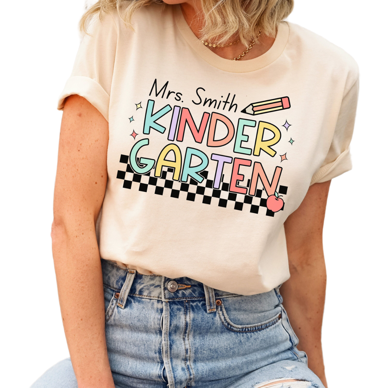 Custom Kindergarten Teacher Shirt, Personalized Teacher Name Shirt, Back to School