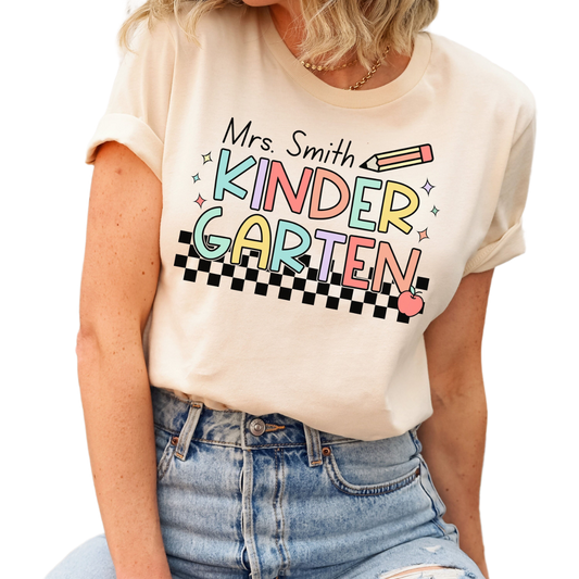 Custom Kindergarten Teacher Shirt, Personalized Teacher Name Shirt, Back to School