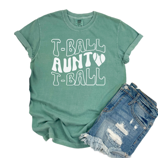 Comfort Colors Tball Auntie Shirt, Tball Aunt Shirt, Tee Ball Aunt Shirts