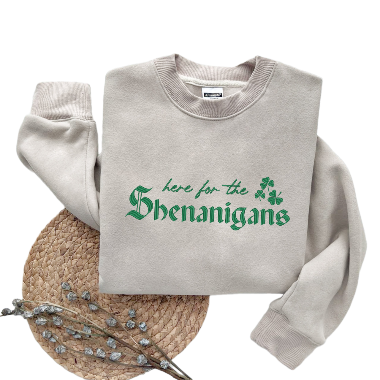 Embroidered Here for Shenanigans Sweatshirt, Lucky Shamrock Sweater,Patricks Day Embroidered,St Patricks Paddys Day Hoodie,Embroidered Irish