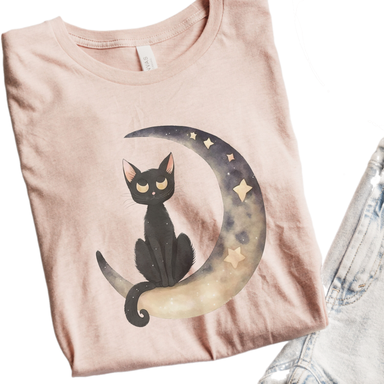 Black Cat Tshirt, Halloween Cat Shirt, Cat Mom Halloween Tee