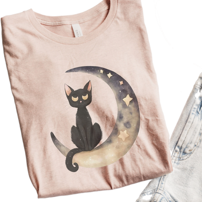 Black Cat Tshirt, Halloween Cat Shirt, Cat Mom Halloween Tee