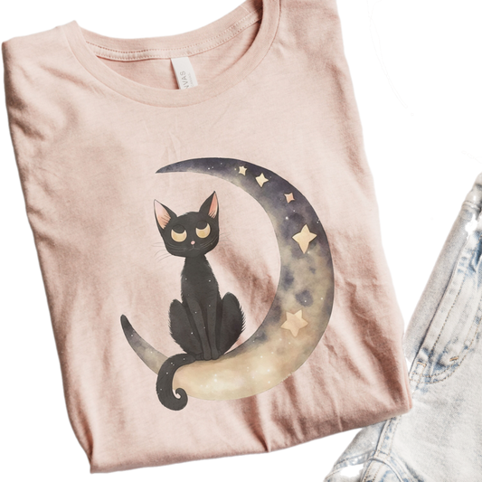 Black Cat Tshirt, Halloween Cat Shirt, Cat Mom Halloween Tee