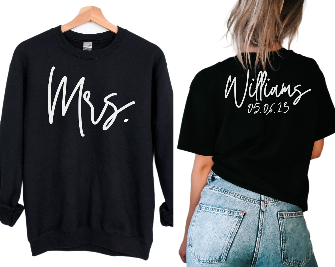 Custom Mr and Mrs Sweatshirts, Matching Bride and Groom Sweatshirt, Mrs Last Name Sweatshirt, Bride and Groom Personalized Sweatshirt 2M