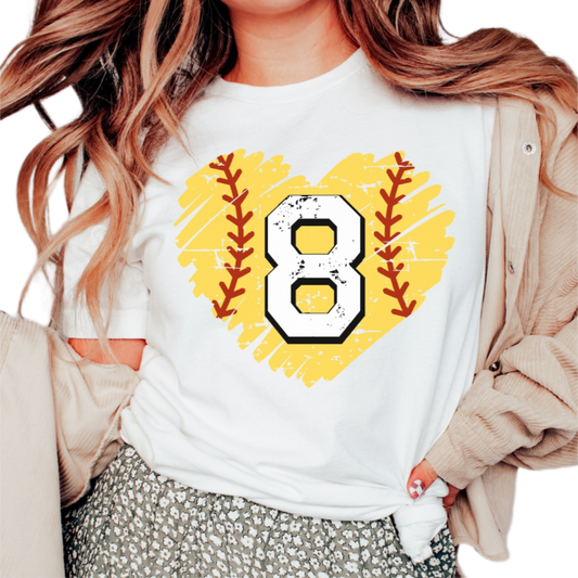 Custom Softball Number Shirt, Softball Heart Shirt, Softball Mom Shirt, Softball Team Shirt, Personalized Softball Shirt, Softball Fan Shirt