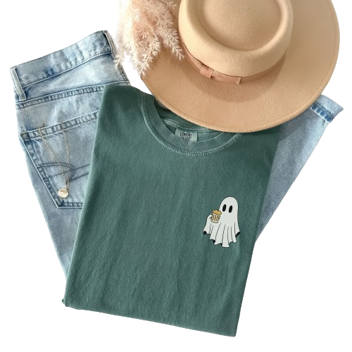 Comfort Color Oktoberfest Pocket Tee, Drinking Ghost Shirt