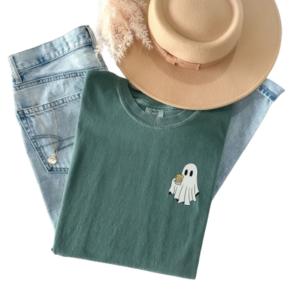 Comfort Color Oktoberfest Pocket Tee, Drinking Ghost Shirt