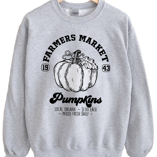 Farmers Market Sweatshirt,Pumpkin Crewneck,Halloween Unisex Tee Shirt, Retro Thanksgiving Sweatshirt