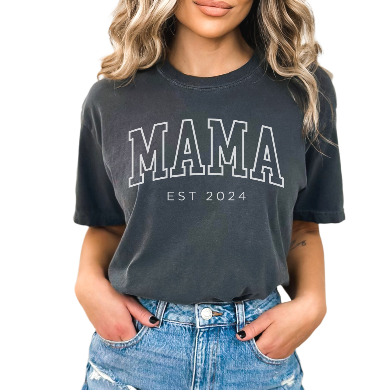 Custom Mama Shirt, Mama Est 2024 Shirt, Comfort Colors Mom Shirt, Gift for Mom