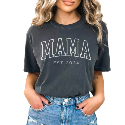 Custom Mama Shirt, Mama Est 2024 Shirt, Comfort Colors Mom Shirt, Gift for Mom