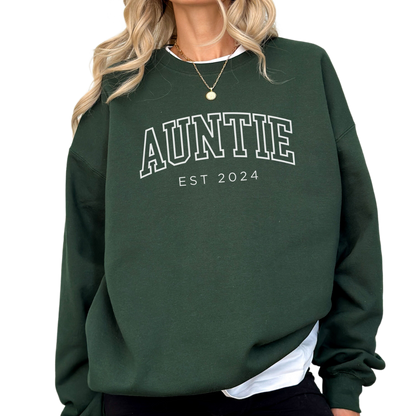 Auntie Est 2024 Sweatshirt, Custom Aunt Sweater, Gift for Aunt