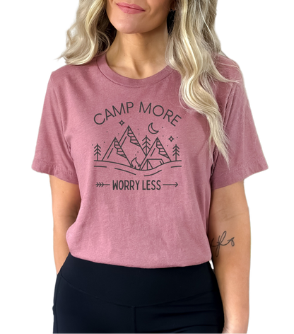 Camp more worry less Tshirt, Camping shirt, camp more t shirt