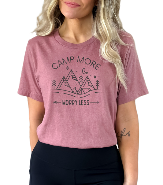 Camp more worry less Tshirt, Camping shirt, camp more t shirt