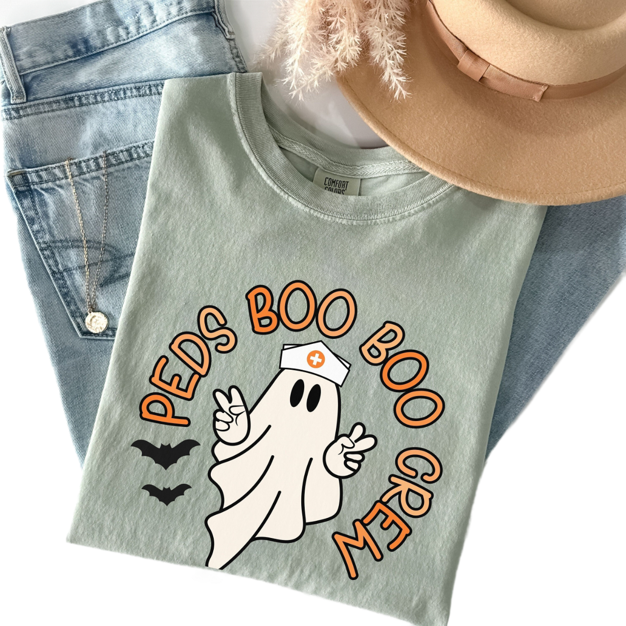 Comfort Colors PEDS Halloween Shirt, Pediatric Nurse Boo Crew