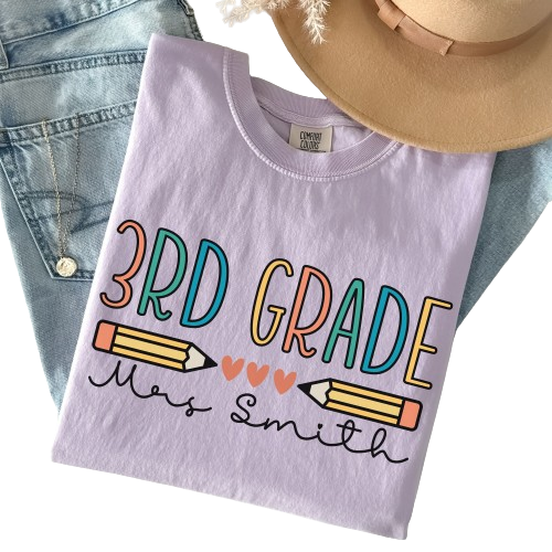 Custom 3rd Grade Teacher Shirt, Comfort Colors, Personalized Teacher Name Shirt