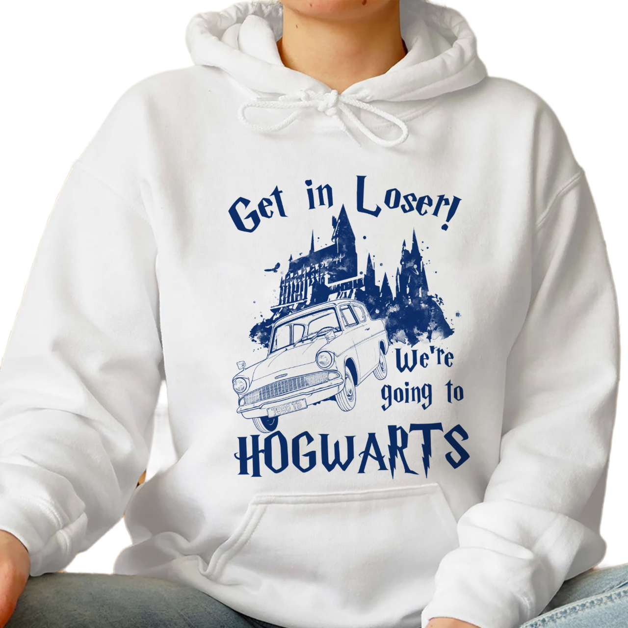 Get in Loser Were Going To Hogwarts Shirt, Trending Unisex Shirt, Unique Shirt Gift, Wizard Flying Car Sweatshirt, Universal Studios Hoodie