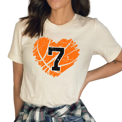 Basketball Number Shirt, Personalized Basketball Mom Shirt, Cute Basketball Heart Shirt