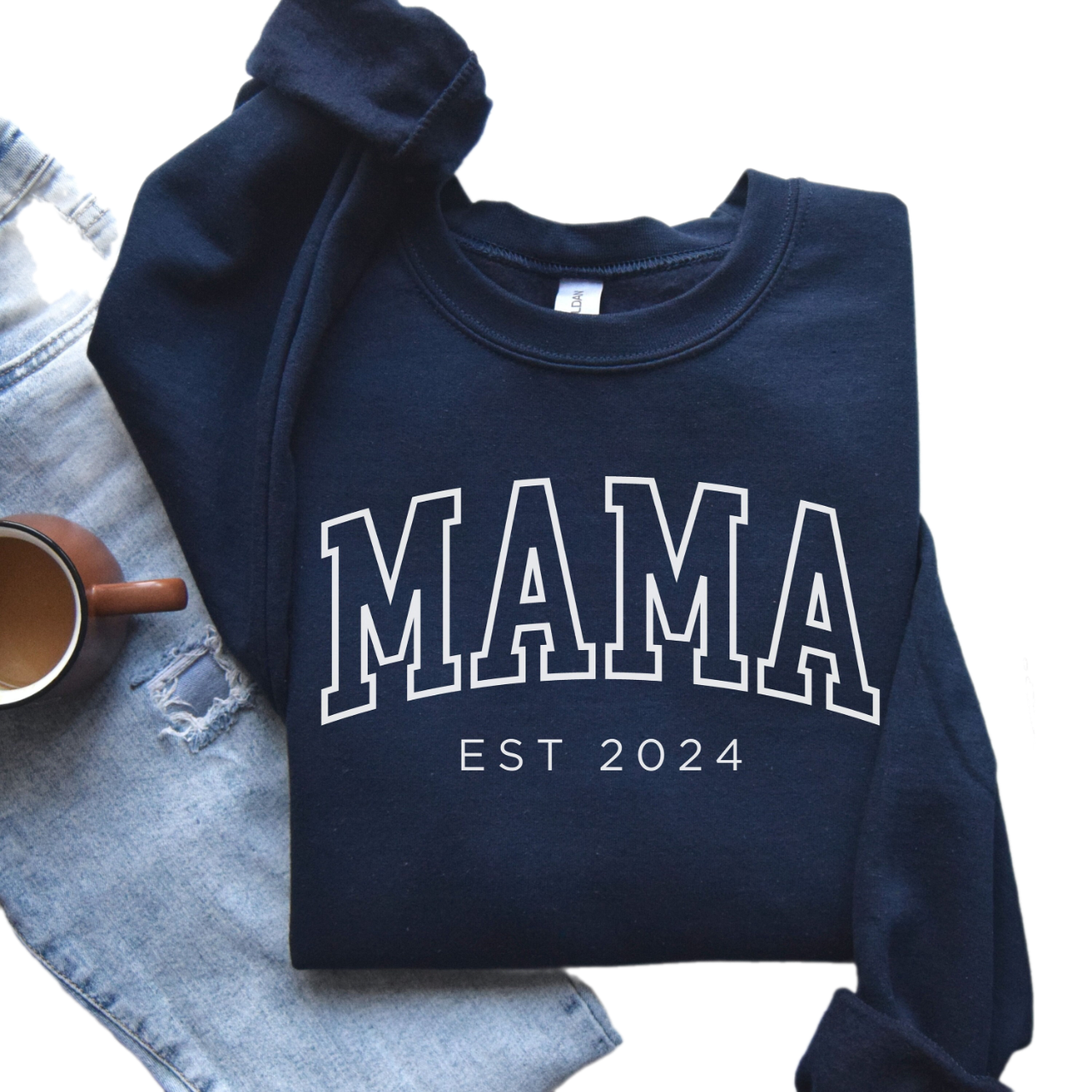 Custom Mom Sweatshirt, Mama Est 2024 Sweatshirt, Gift for Mom, Pregnancy Announcement