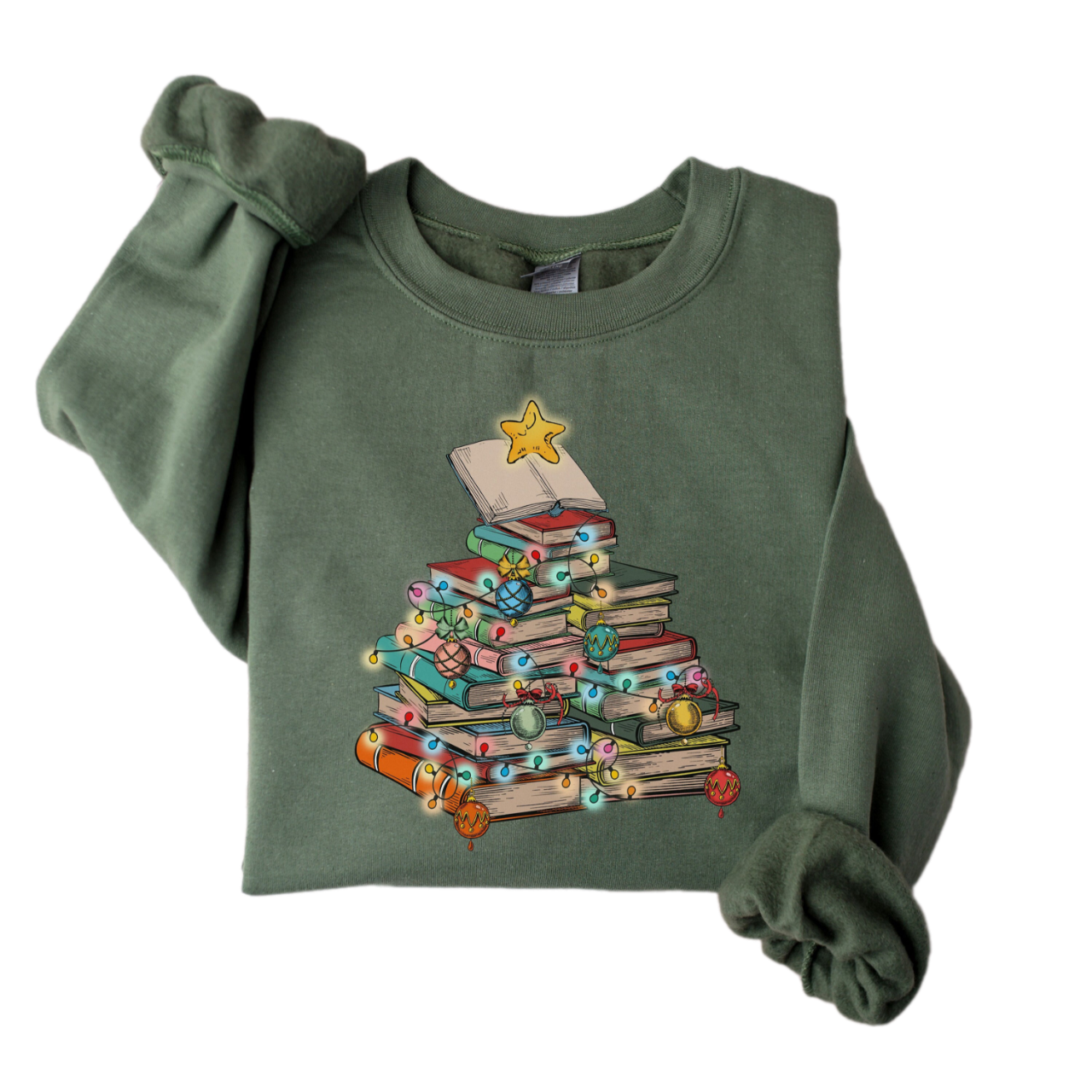 Bookish Christmas Sweatshirt, Vintage Christmas Tree Book Sweater