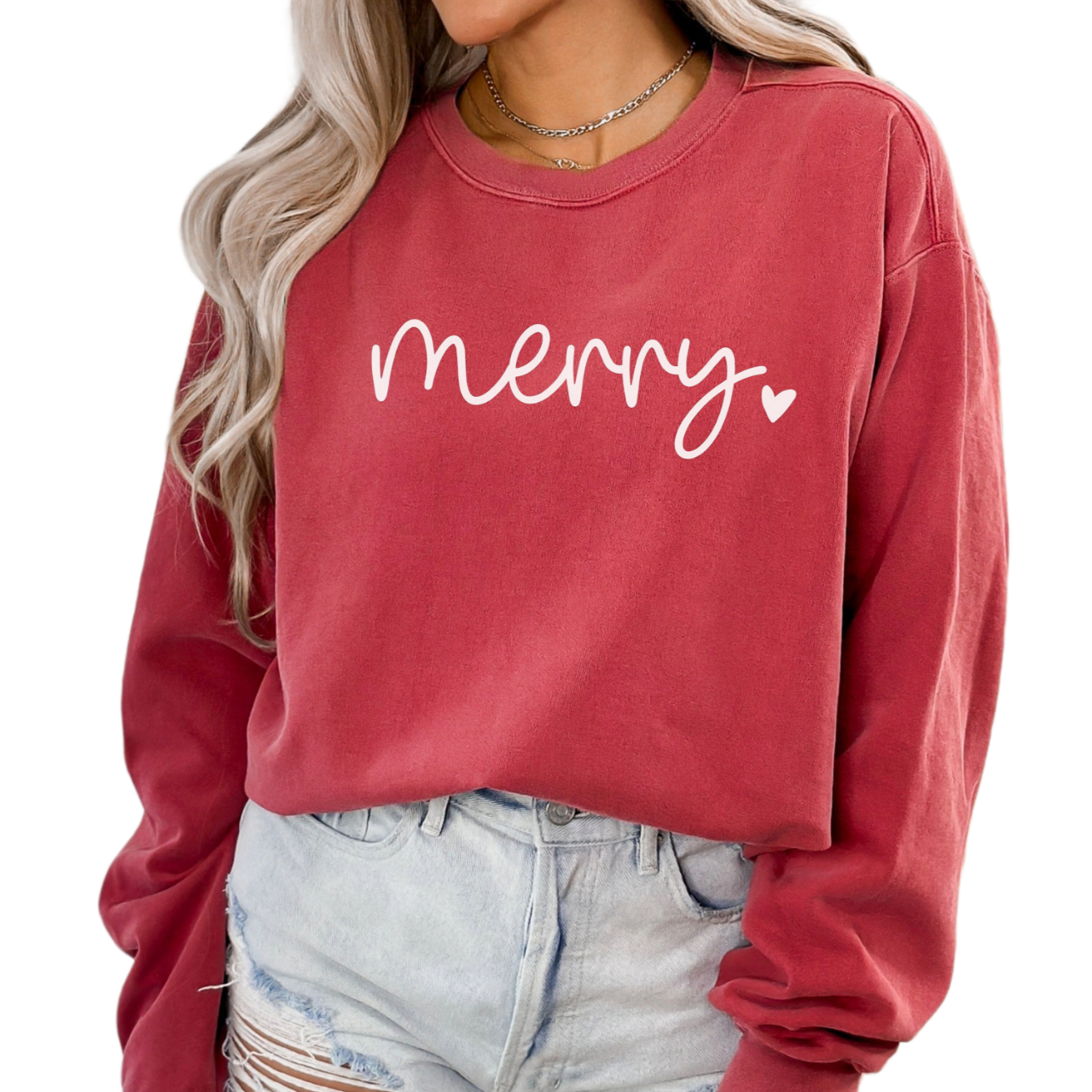 Comfort Colors Merry Christmas Sweatshirt, Christmas Sweater