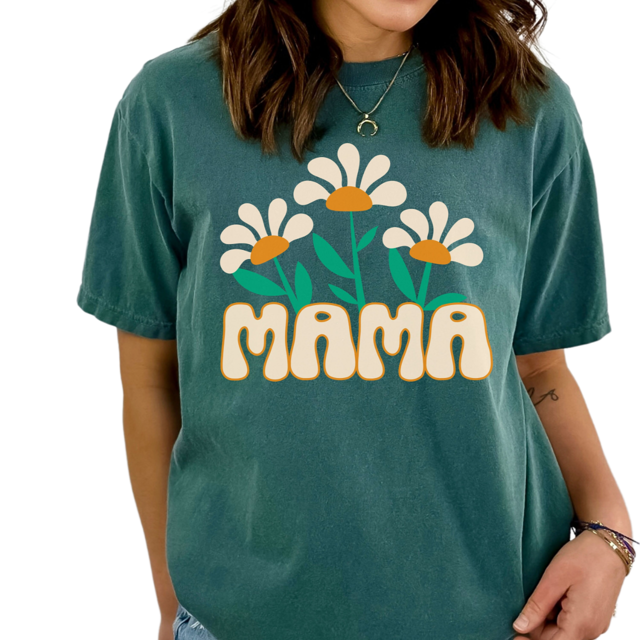 Comfort Colors Retro Mama Shirt, Flower Mom Shirt, Groovy Mom Shirt