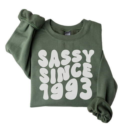 Birth Year Sweatshirt, Custom Birthday Sweatshirt, Sassy Since 1993 Birthday Sweater