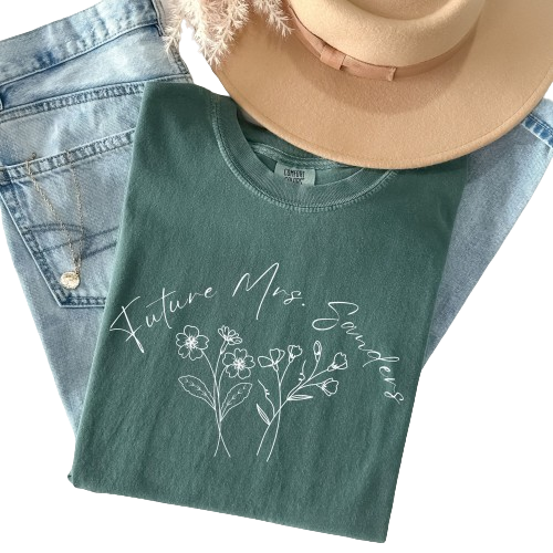 Custom Future Mrs Comfort Colors Shirt, Birth Flower Shirt, Bride to Be Shirt