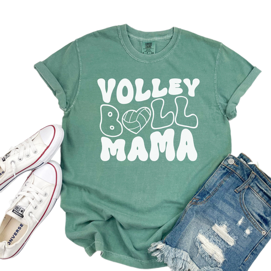 Comfort Colors Mom Volleyball T-Shirts, Groovy Volleyball Mom Shirt