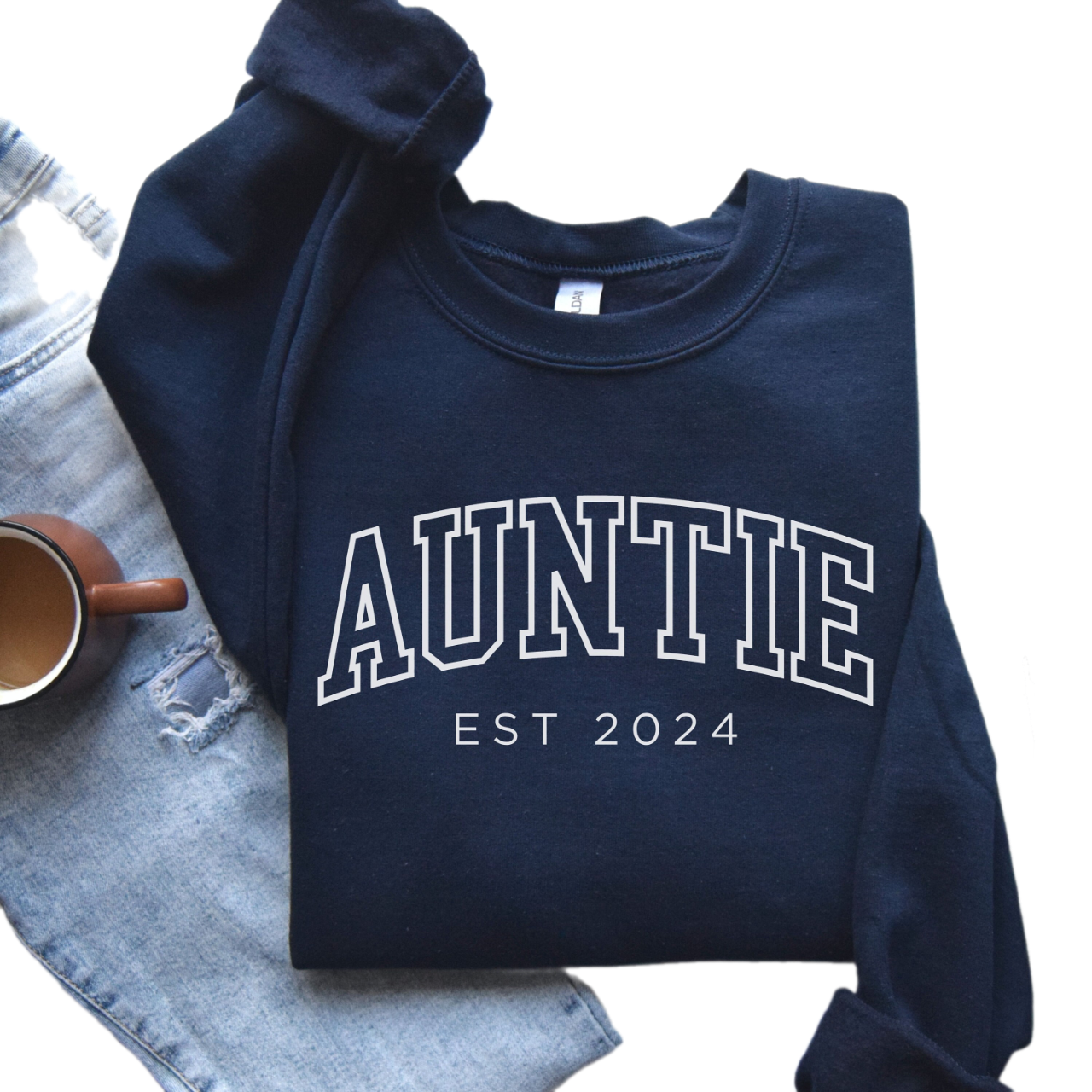 Custom Aunt Sweatshirt, Auntie Est 2024 Sweater, Gift for Aunt