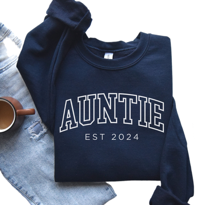 Custom Aunt Sweatshirt, Auntie Est 2024 Sweater, Gift for Aunt