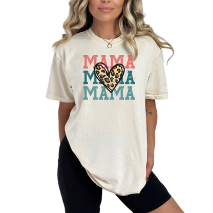 Comfort Colors Leopard Print Mama Shirt, Mothers Day Gift, Oversized Mom Shirt