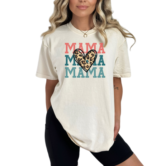 Comfort Colors Leopard Print Mama Shirt, Mothers Day Gift, Oversized Mom Shirt