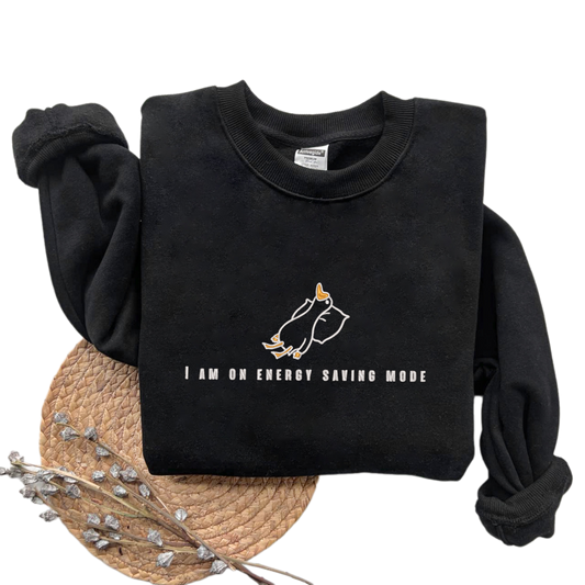 Embroidered Duck I Am On Energy Saving Mode Sweatshirt, Trending Embroidered Unisex Sweatshirt,Embroidered Funny Lazy Duck Sweatshirt