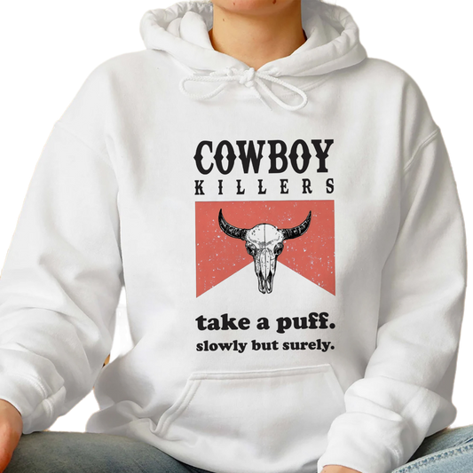 Cowboy Killers Take A Puff Slowly But Surely Shirt,Trending Unisex Tee Shirt,Unique Shirt Gift,Retro Rodeo Wild West,Vintage Cowboy Hoodie