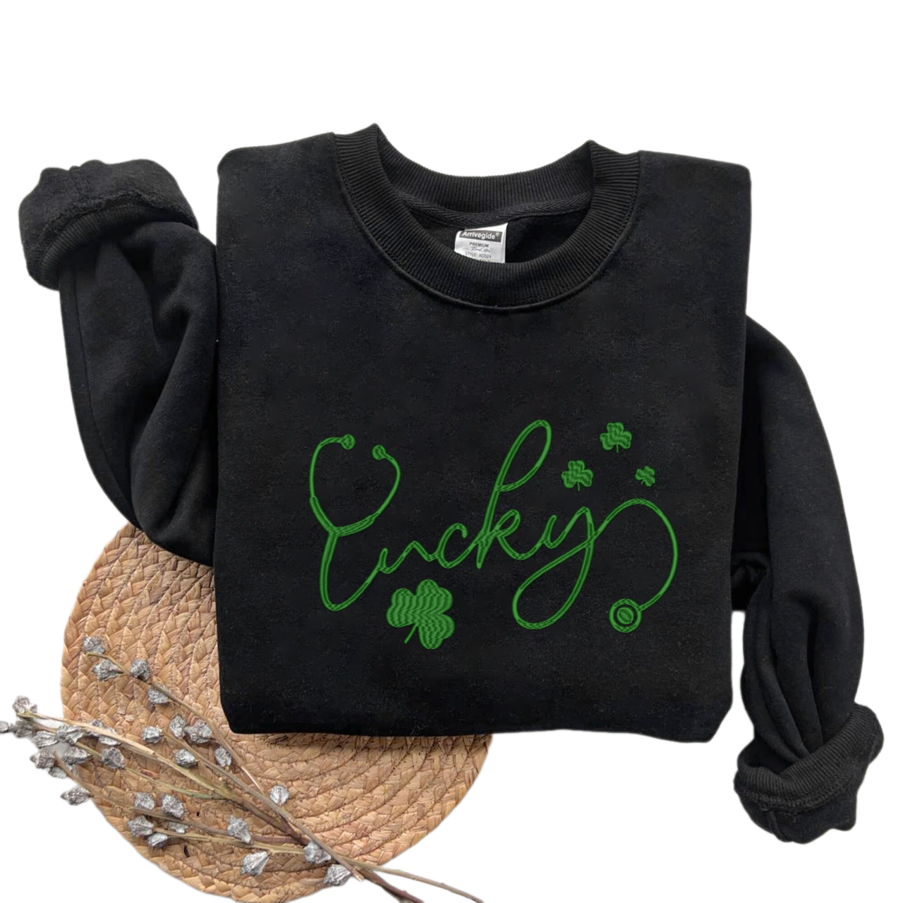 Embroidered St Patricks Day Nurse Sweatshirt, Lucky Nurse Sweatshirt, Irish Nurse Gifts, Embroidered Lucky  Nurse Hoodie, Gift For Nurse