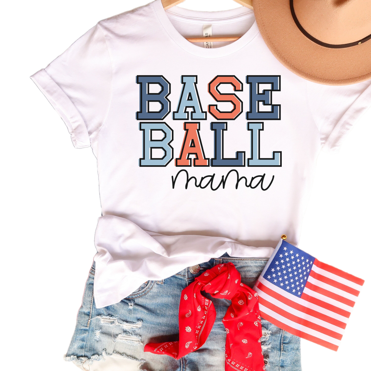 Baseball Mama Women's Shirt, America Baseball Shirt, 4th o July Shirt