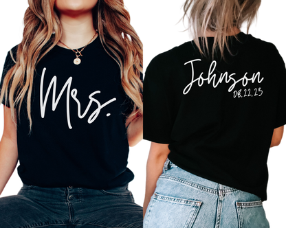 Custom Mr and Mrs Shirts, Matching Bride and Groom Shirts, Mrs Last Name tshirt, Bride and Groom Personalized tshirts