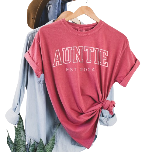 Custom Aunt Shirt, Auntie Est 2024 Shirt, Comfort Colors Aunt Shirt, Gift for Auntie