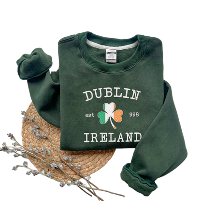 Dublin Ireland embroidered sweatshirt, Ireland Sweatshirt, Custom Embroidered Dublin Ireland Sweatshirt, Unisex Crewneck Sweater